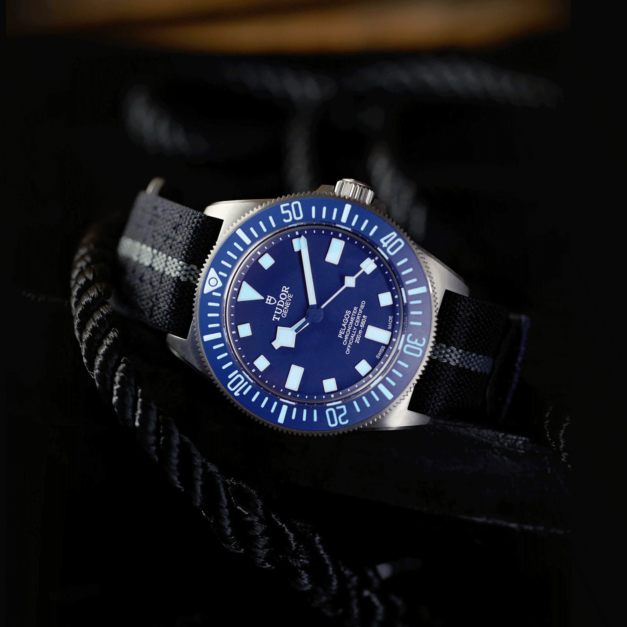 Tudor Pelagos FXD Marine Nationale automatic watch blue dial blue fabric bracelet 42 mm M25707B/24-0001