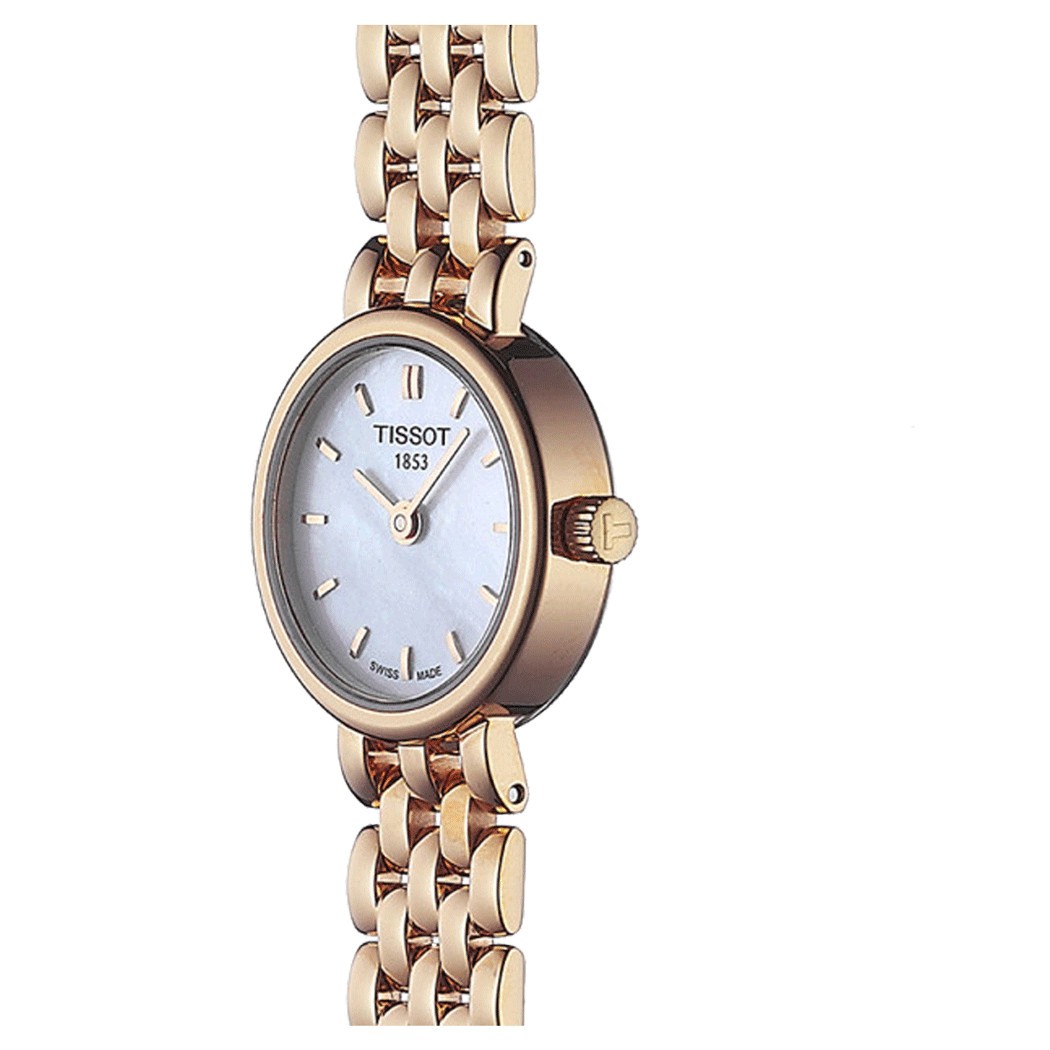 Montre Tissot T-Lady Lovely quartz cadran nacre bracelet acier PVD or rose 19,5 mm