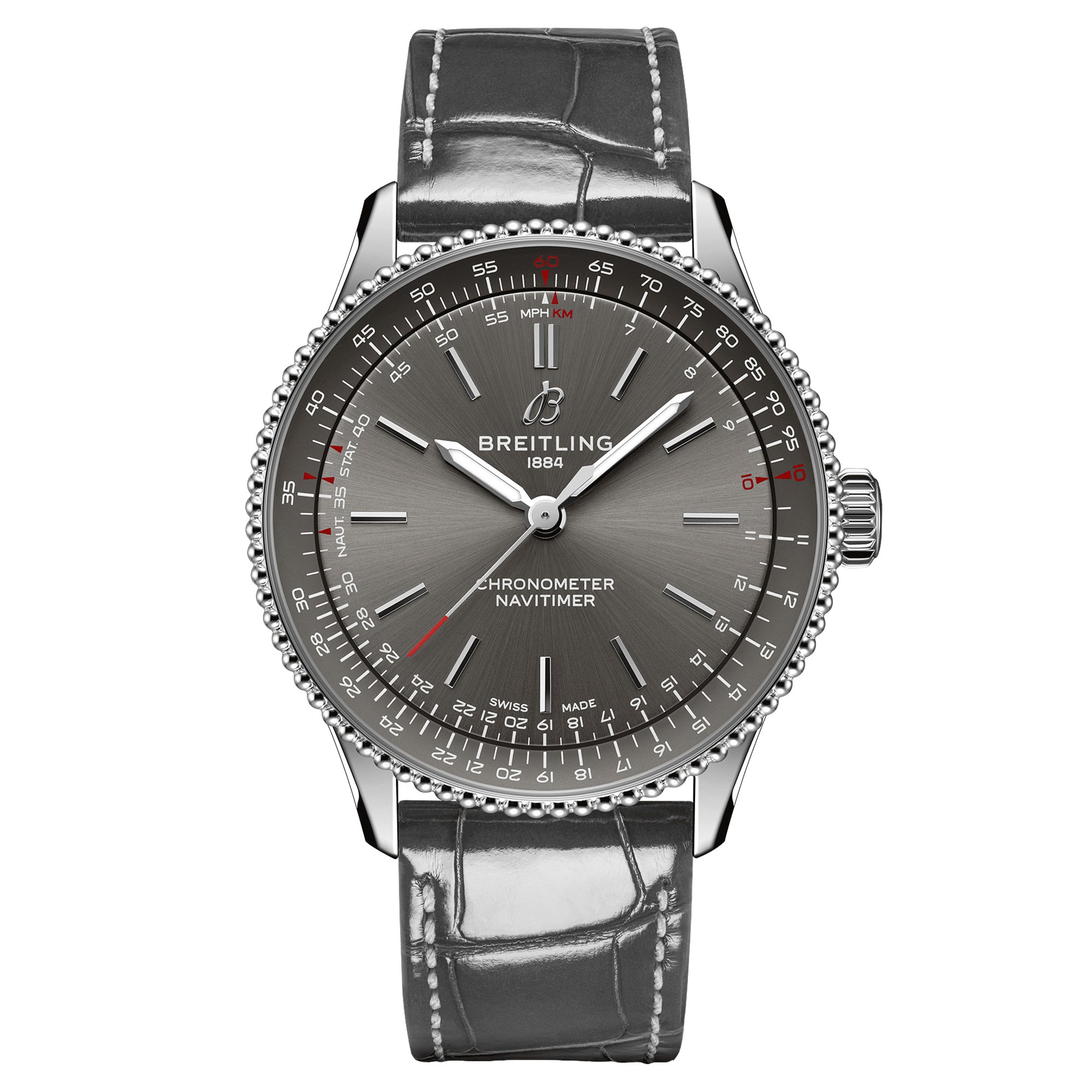 Breitling Navitimer automatic watch anthracite dial anthracite leather strap 36 mm A17327381B1P1