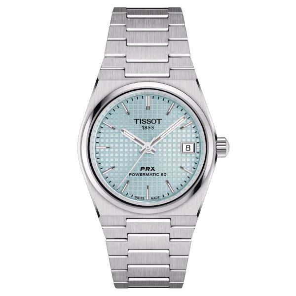 Montre Tissot PRX Powermatic 80 automatique cadran bleu "Tiffany" bracelet acier 35 mm T137.207.11.351.00