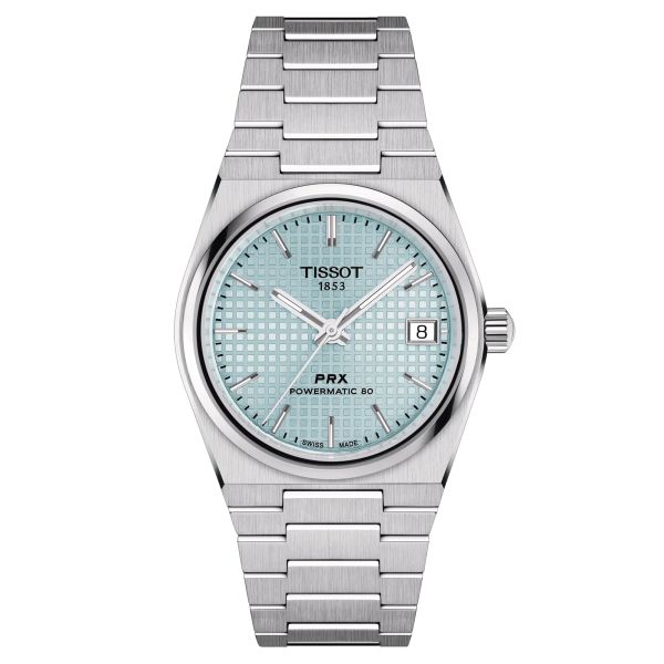 Tissot PRX Powermatic 80 automatic watch "Tiffany" blue dial steel bracelet 35 mm