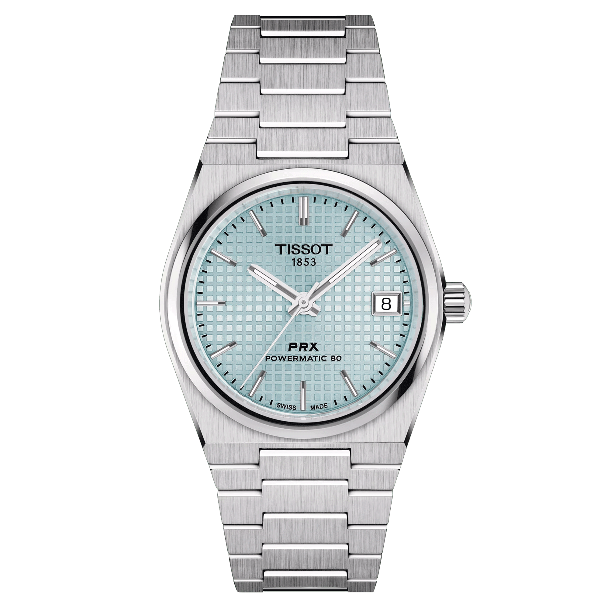 Montre Tissot PRX Powermatic 80 automatique cadran bleu "Tiffany" bracelet acier 35 mm T137.207.11.351.00