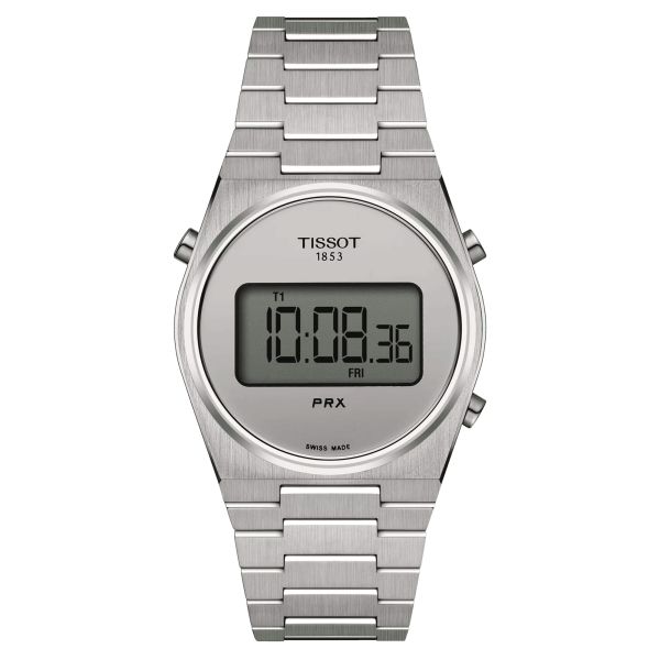 Tissot PRX Digital quartz watch silver dial stainless steel bracelet 35 mm