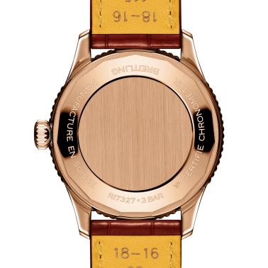 Breitling Navitimer Better Gold automatic diamond index white mother-of-pearl dial brown leather strap 36 mm