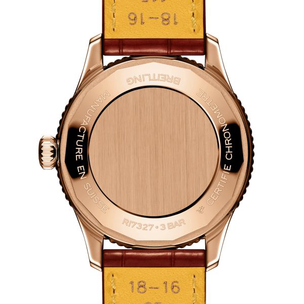 Breitling Navitimer Better Gold automatic diamond index white mother-of-pearl dial brown leather strap 36 mm