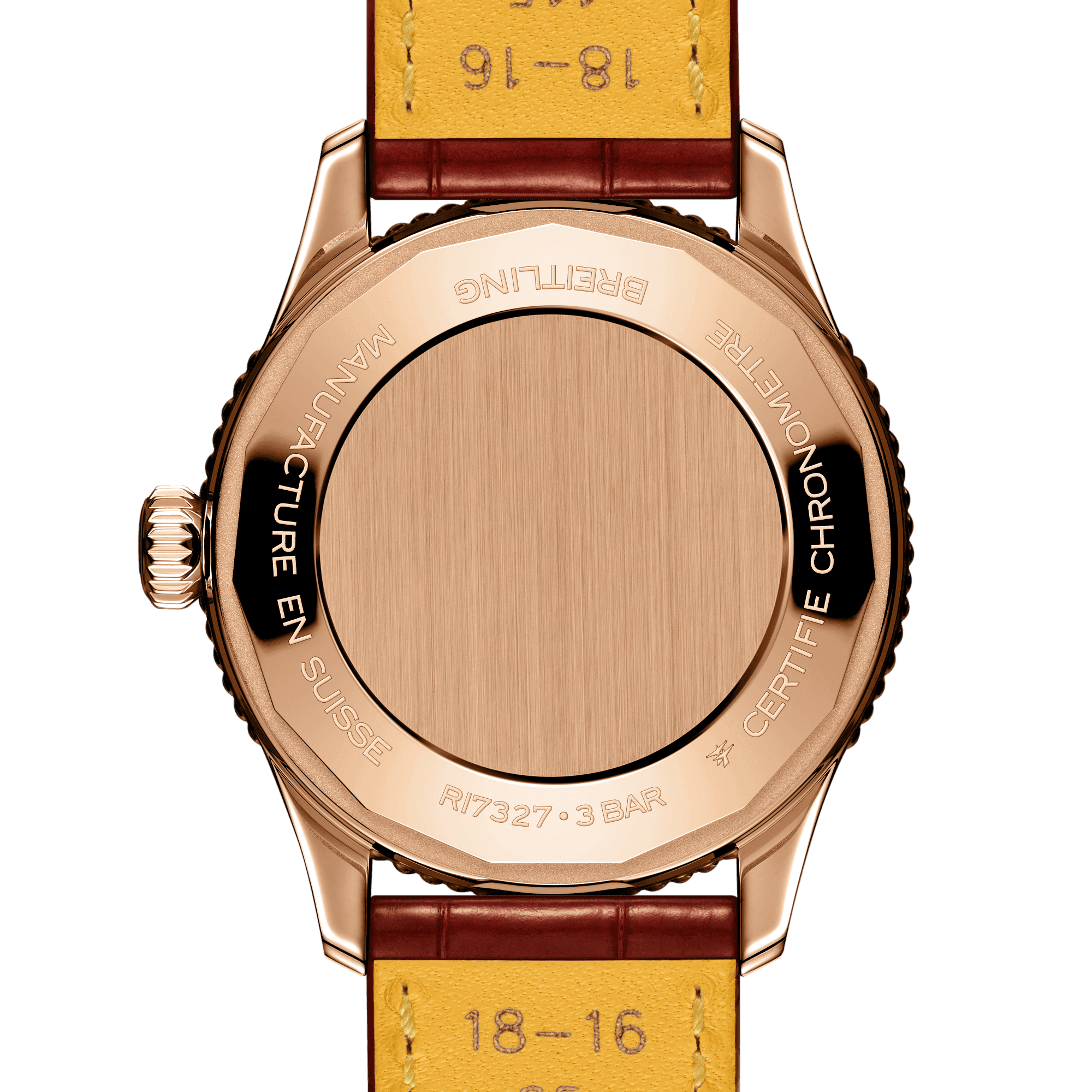 Breitling Navitimer Better Gold automatic diamond index white mother-of-pearl dial brown leather strap 36 mm