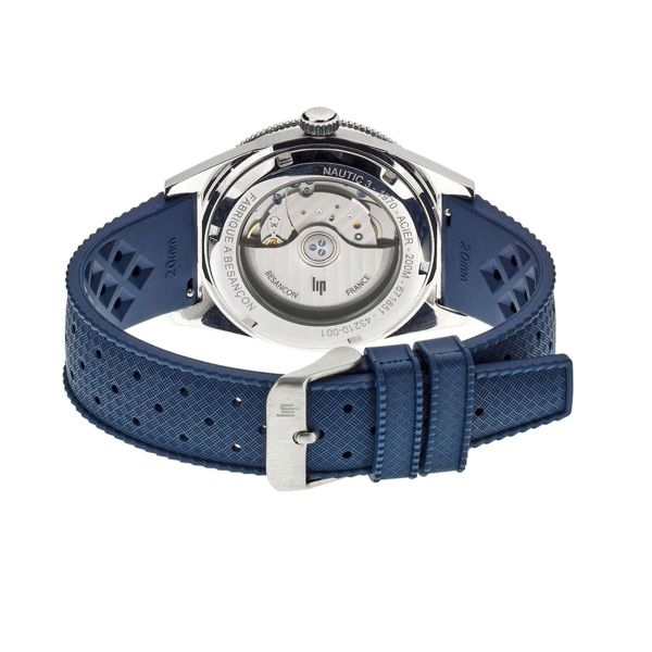 Montre Lip Nautic 3 automatique cadran bleu bracelet caoutchouc "tropic" 39 mm