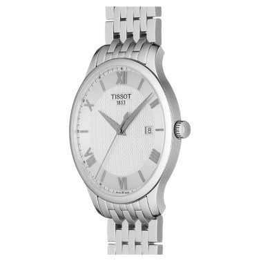 Montre Tissot T-Classic Tradition quartz cadran argent bracelet acier 42 mm