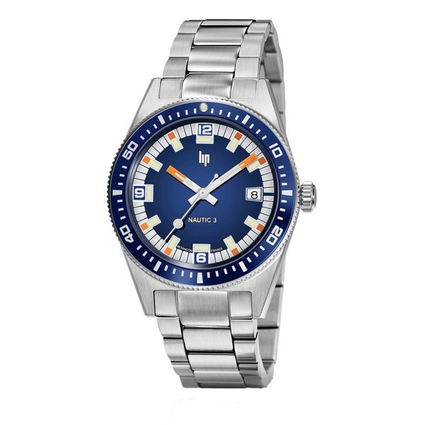 Lip Nautic 3 automatic blue dial steel bracelet 39 mm