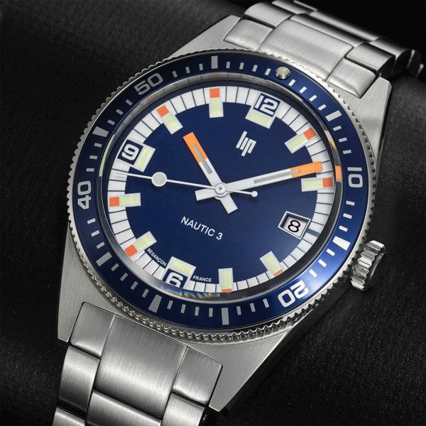 Montre Lip Nautic 3 automatique cadran bleu bracelet acier 39 mm