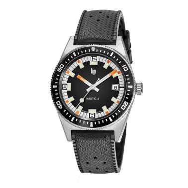 Lip Nautic 3 automatic black dial "tropic" rubber strap 39 mm