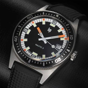 Lip Nautic 3 automatic black dial "tropic" rubber strap 39 mm