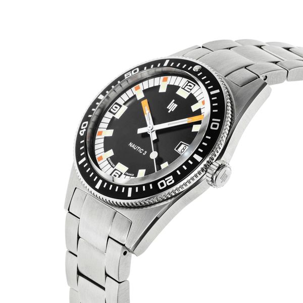 Montre Lip Nautic 3 automatique cadran noir bracelet acier 39 mm