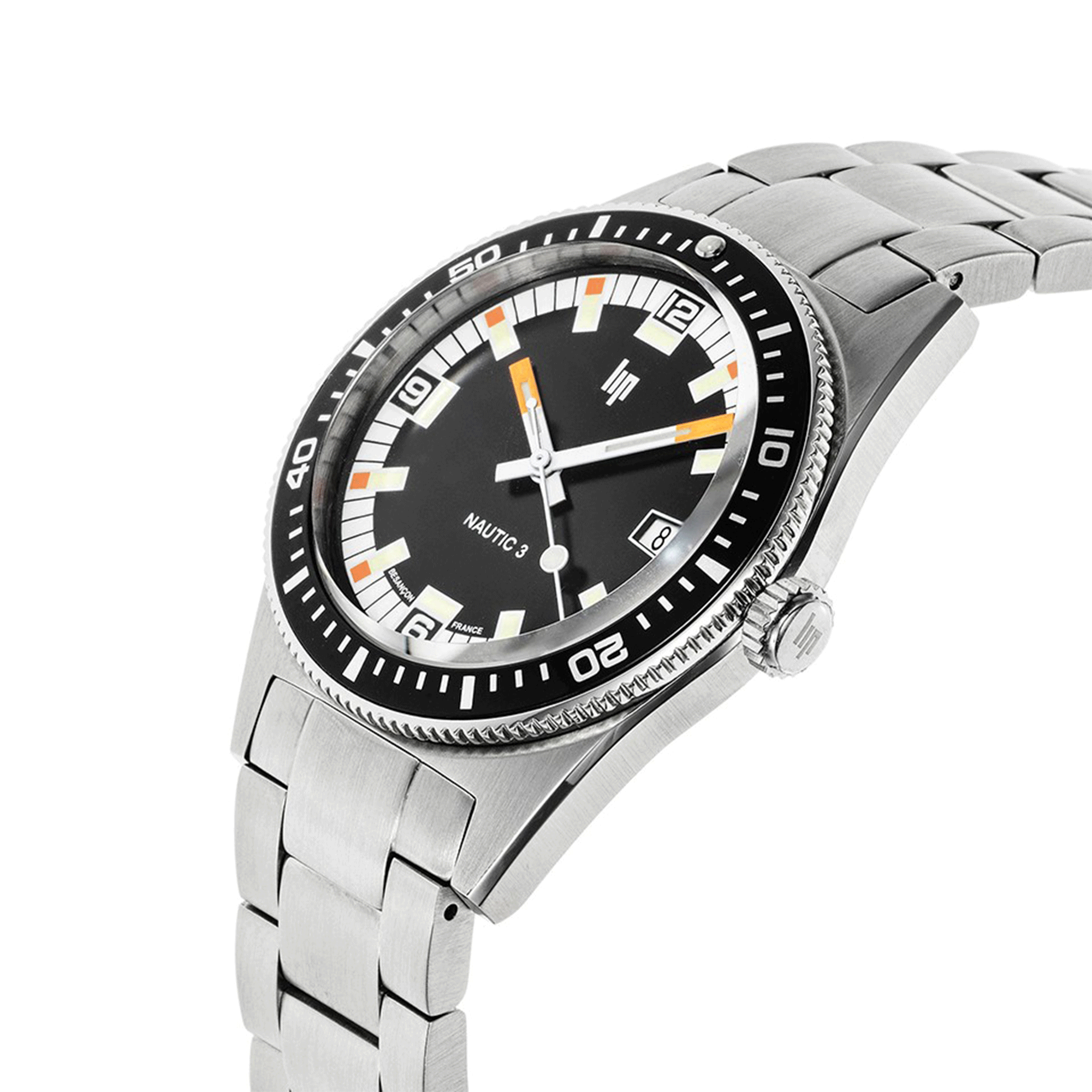 Montre Lip Nautic 3 automatique cadran noir bracelet acier 39 mm