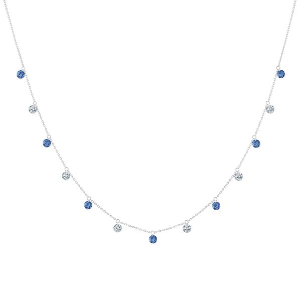 Collier La Brune et La Blonde Rivière Confetti en or blanc, saphirs bleus et diamants