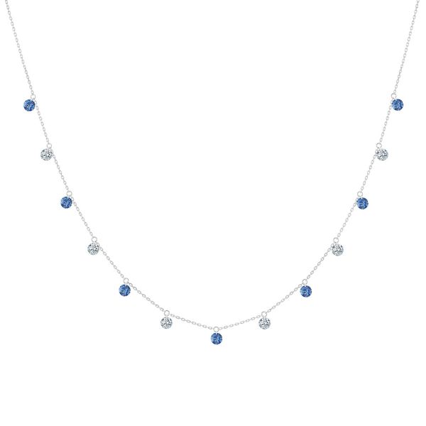 La Brune et La Blonde Rivière Confetti necklace in white gold, blue sapphires and diamonds