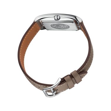 Montre HERMÈS Cape Cod Grand Modèle quartz cadran argenté bracelet cuir taupe 37 mm W043640WW00