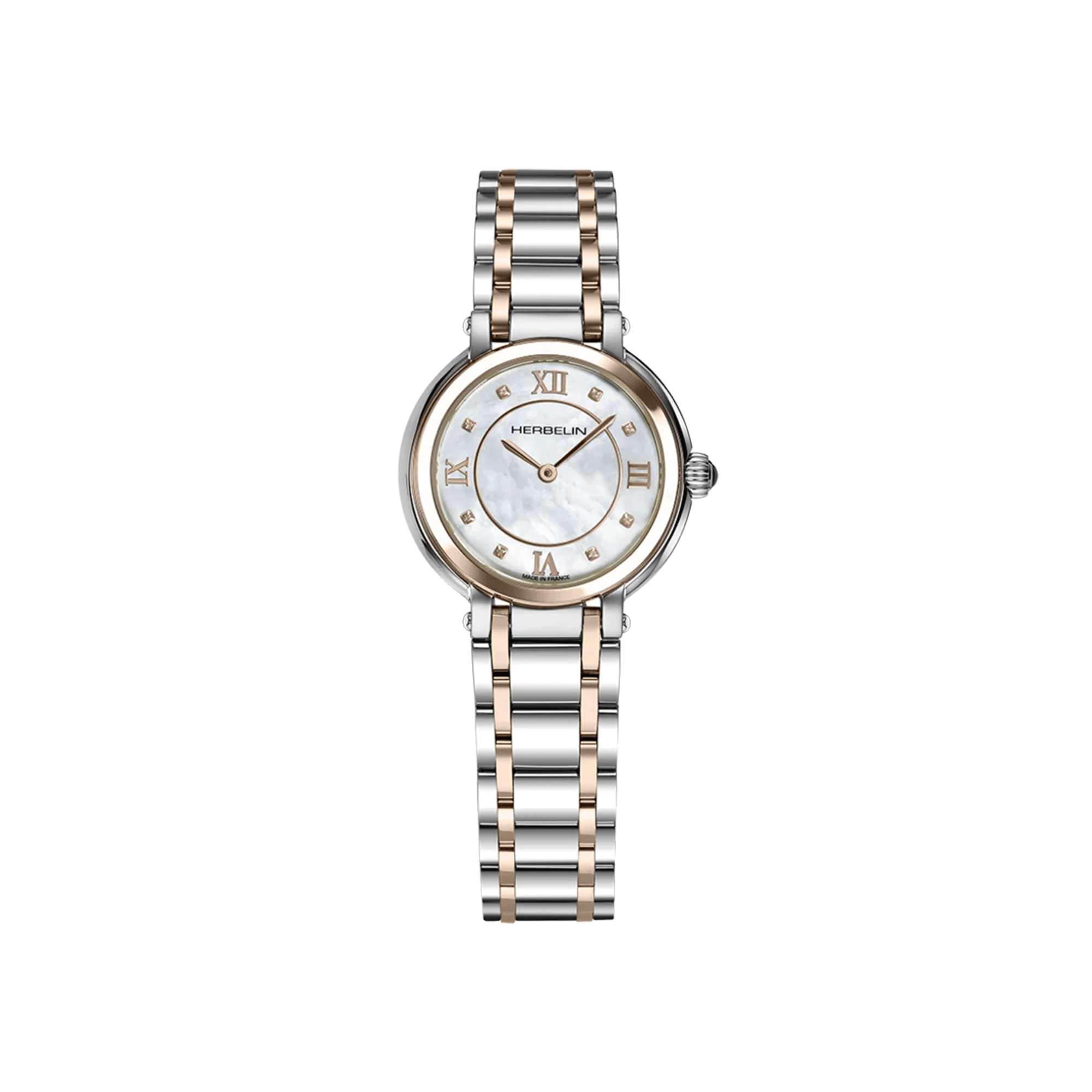 Herbelin Galet quartz mother-of-pearl dial numerals two-tone steel bracelet 28 mm Herbelin Galet quartz mother-of-pearl dial numerals two-tone steel bracelet 28 mm