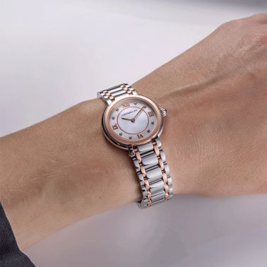 Montre Herbelin Galet quartz cadran nacre chiffres bracelet acier bicolore 28 mm