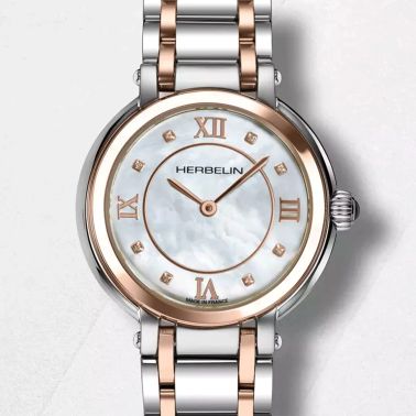 Herbelin Galet quartz mother-of-pearl dial numerals two-tone steel bracelet 28 mm Herbelin Galet quartz mother-of-pearl dial numerals two-tone steel bracelet 28 mm