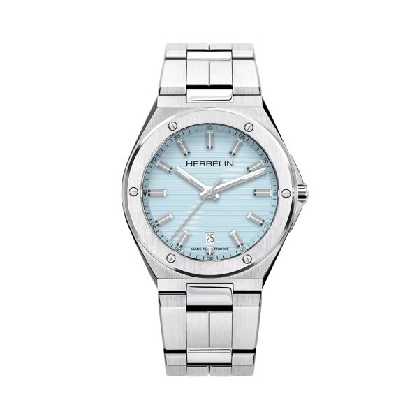 Herbelin Cap Camarat quartz ice blue dial steel bracelet 40,5 mm