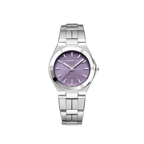 Montre Herbelin Cap Camarat quartz cadran violet bracelet acier 33 mm