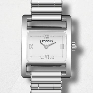 Montre Herbelin V Avenue quartz cadran blanc bracelet acier 23,4 x 19 mm