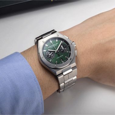 Montre Herbelin Cap Camarat Chronographe Automatique cadran vert bracelet acier 42 mm