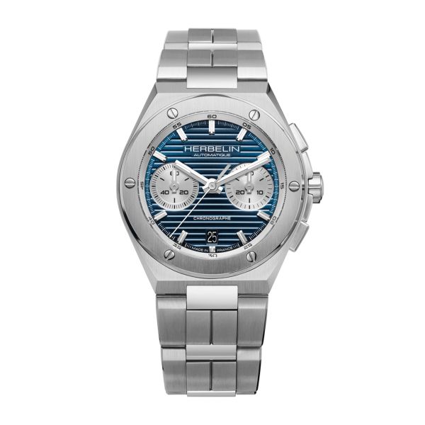 Montre Herbelin Cap Camarat Chronographe Automatique cadran bleu bracelet acier 42 mm