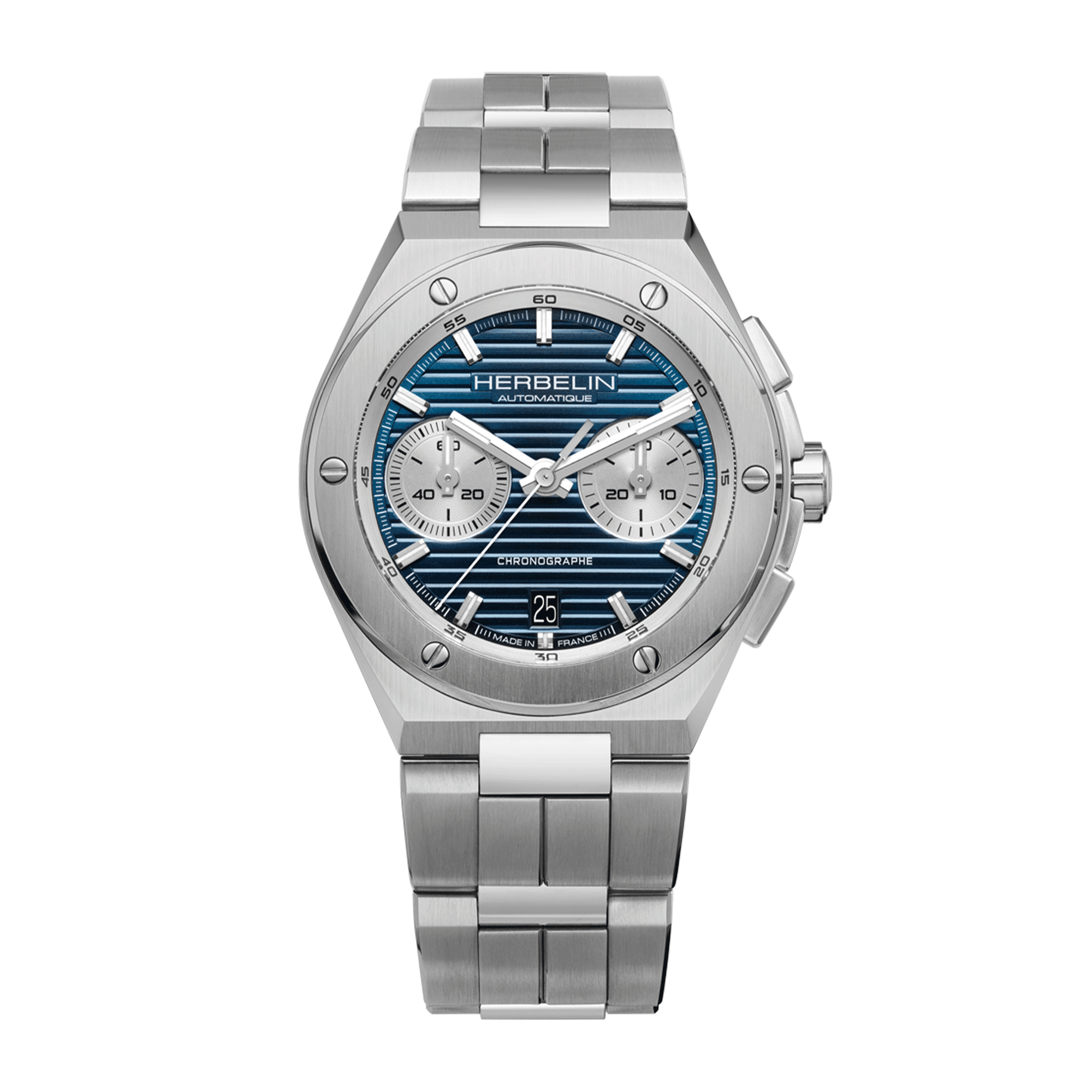 Herbelin Cap Camarat Chronograph Automatic blue dial steel bracelet 42 mm