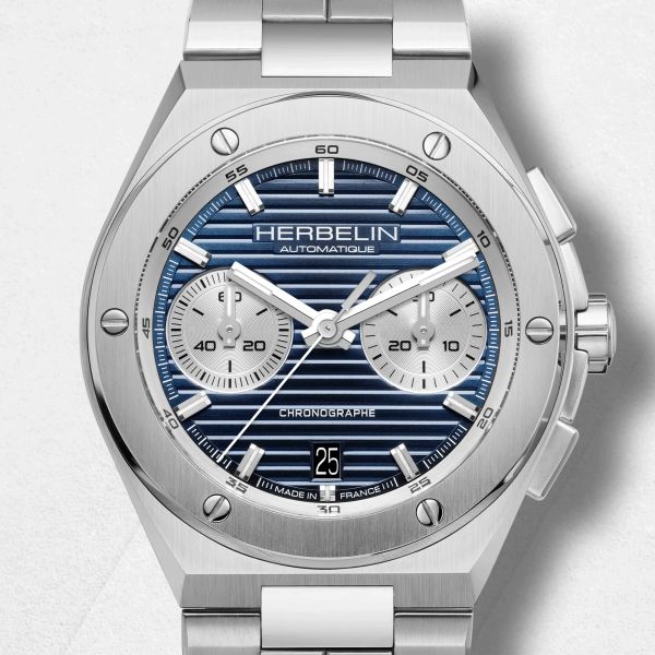 Herbelin Cap Camarat Chronograph Automatic blue dial steel bracelet 42 mm