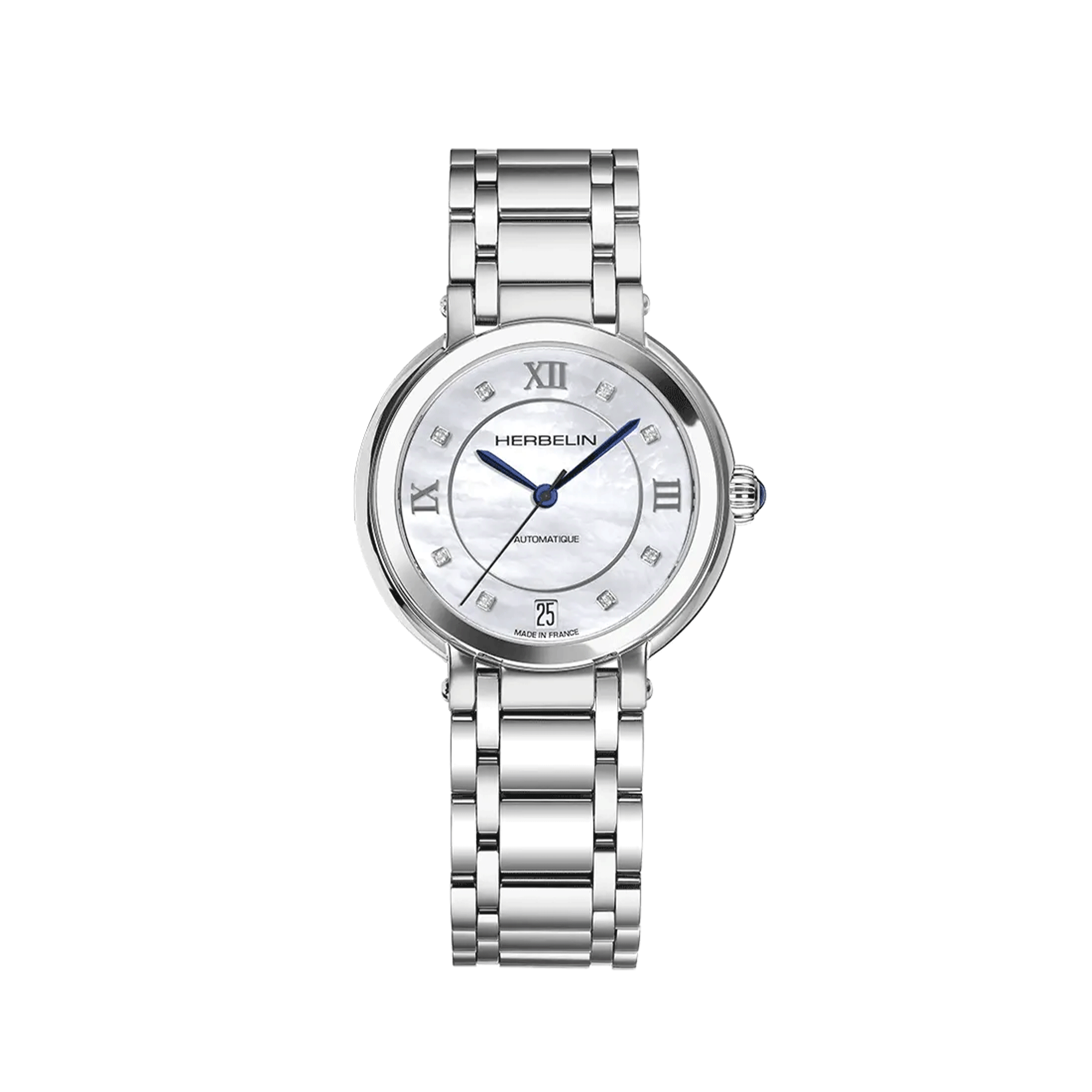 Montre Herbelin Galet Automatique cadran nacre bracelet acier 33,5 mm