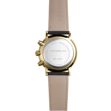 Herbelin Inspiration Chronograph quartz gold dial leather strap 40 mm