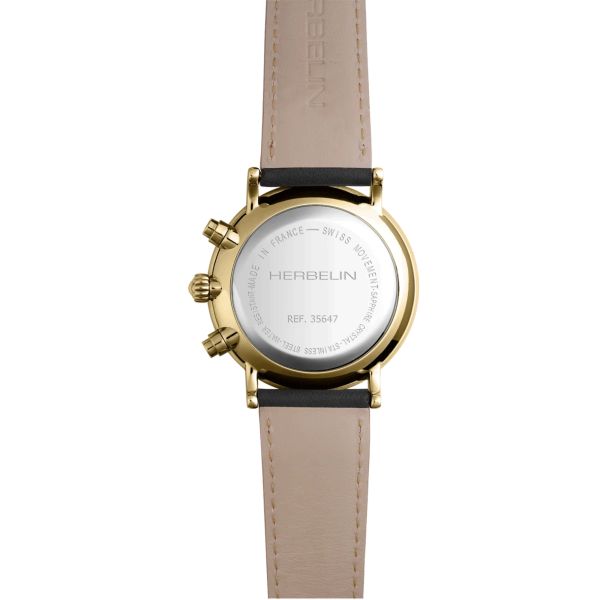 Herbelin Inspiration Chronograph quartz gold dial leather strap 40 mm