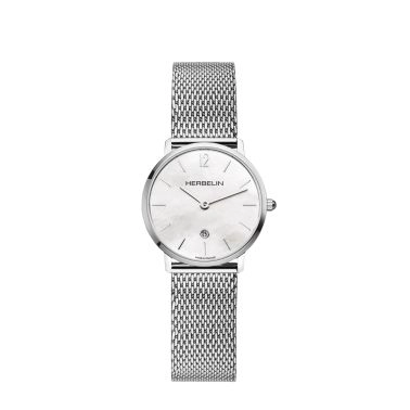 Montre Herbelin City quartz cadran nacre blanche bracelet acier maille milanaise 30,50 mm