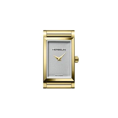 Case Herbelin Antarès PVD yellow gold quartz silver dial 27 x 19 mm
