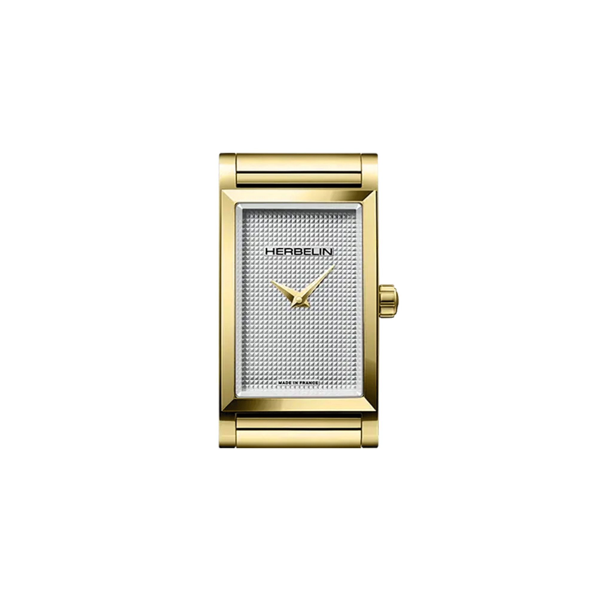 Case Herbelin Antarès PVD yellow gold quartz silver dial 27 x 19 mm