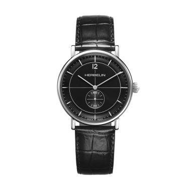 Montre Herbelin Inspiration quartz petite seconde cadran noir bracelet cuir 40 mm