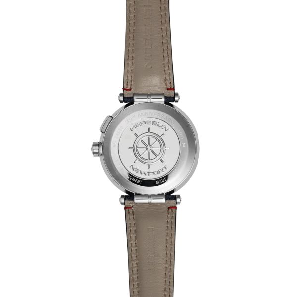 Michel Herbelin Newport Héritage Chrono quartz blue dial leather and fabric strap 42 mm