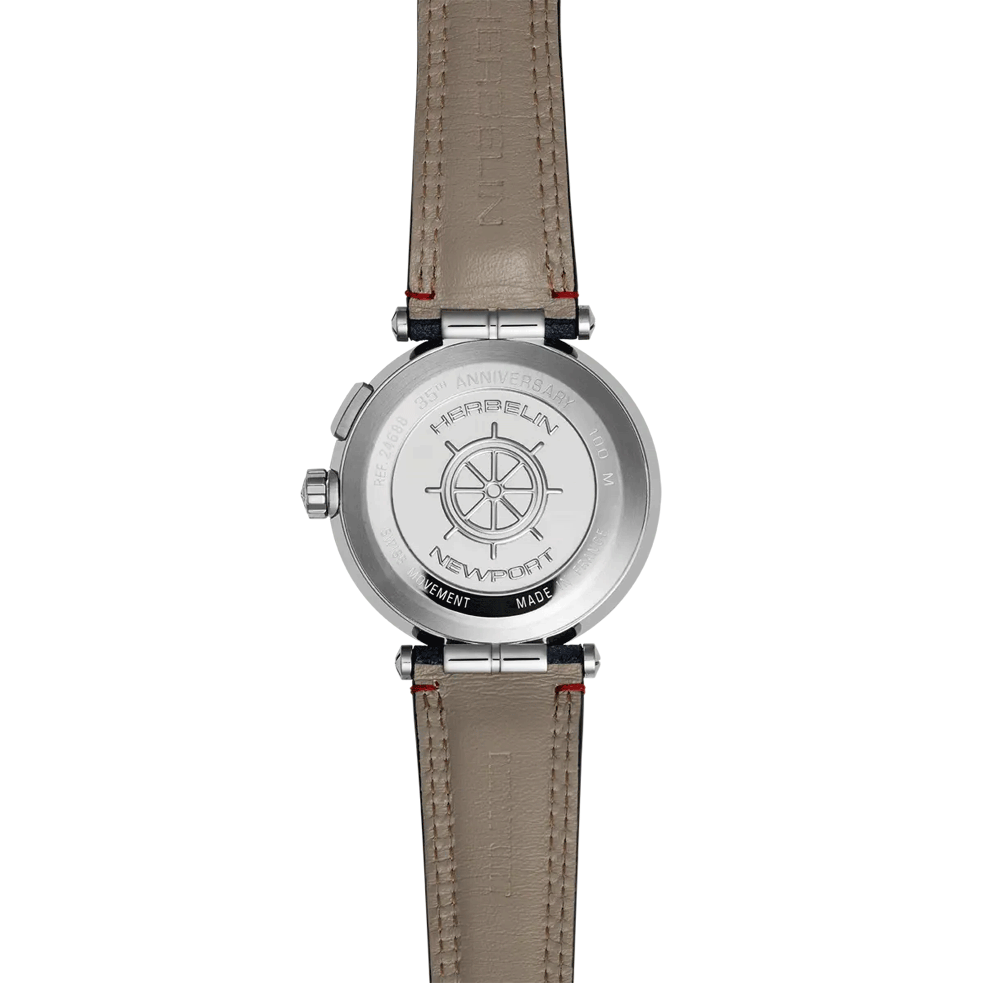 Michel Herbelin Newport Héritage Chrono quartz blue dial leather and fabric strap 42 mm