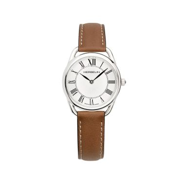 Herbelin Equinoxe quartz white dial leather strap 28 mm