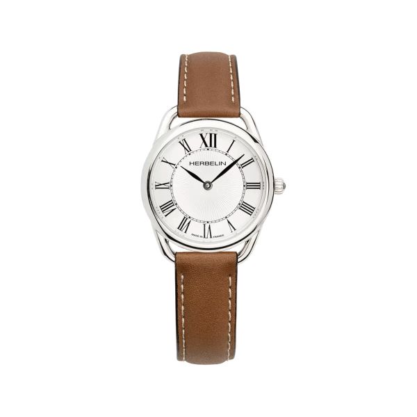 Herbelin Equinoxe quartz white dial leather strap 28 mm