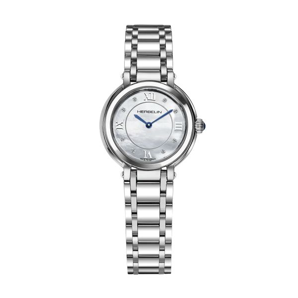 Herbelin Galet quartz mother-of-pearl dial steel bracelet 28 mm