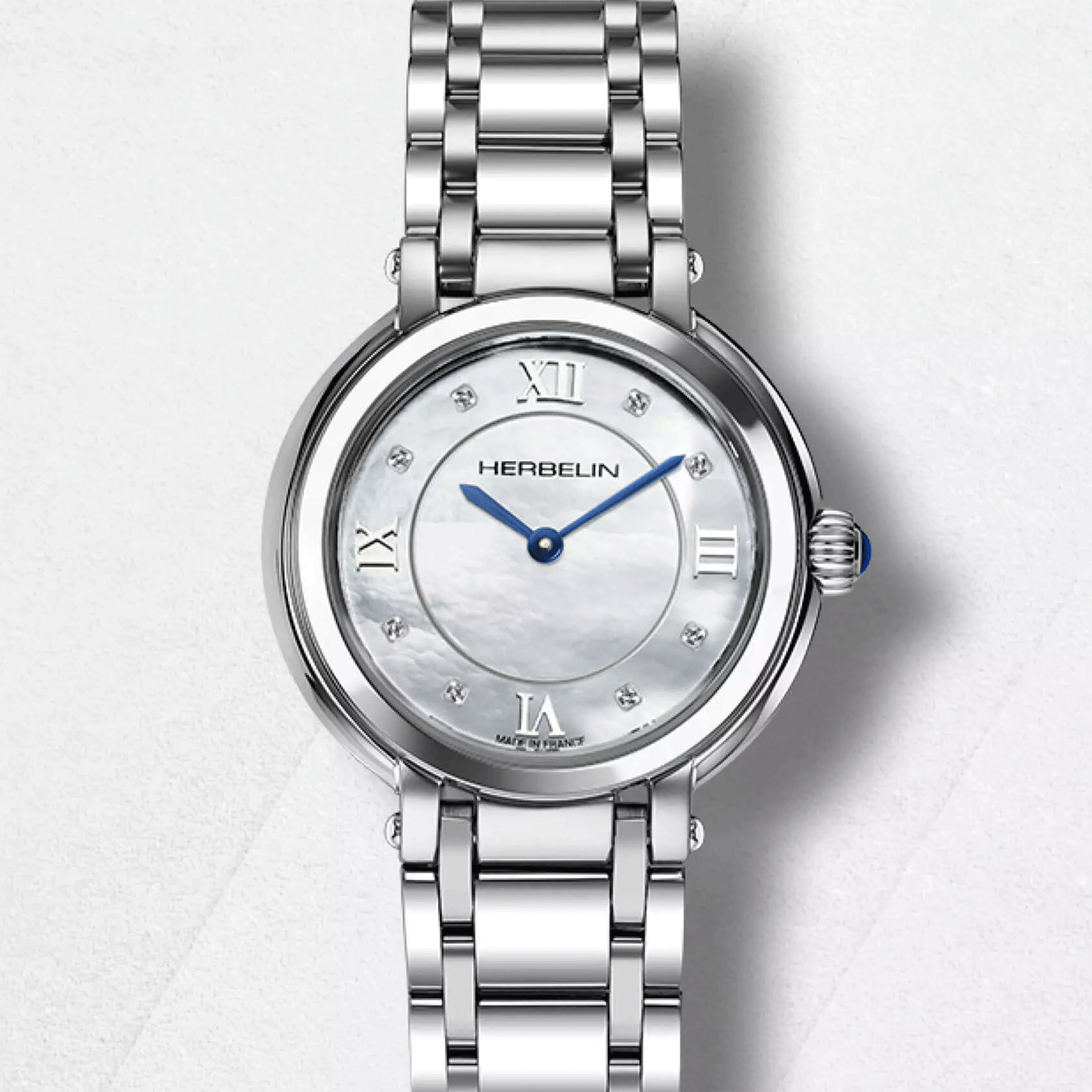Montre Herbelin Galet quartz cadran nacre bracelet acier 28 mm