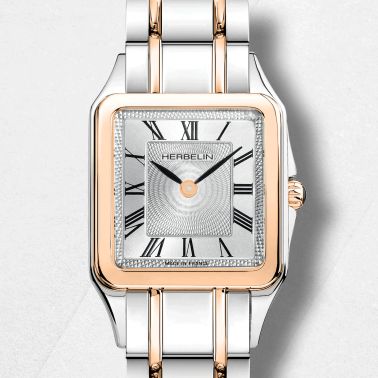 Montre Michel Herbelin Luna quartz cadran argenté bracelet bicolore 24 mm