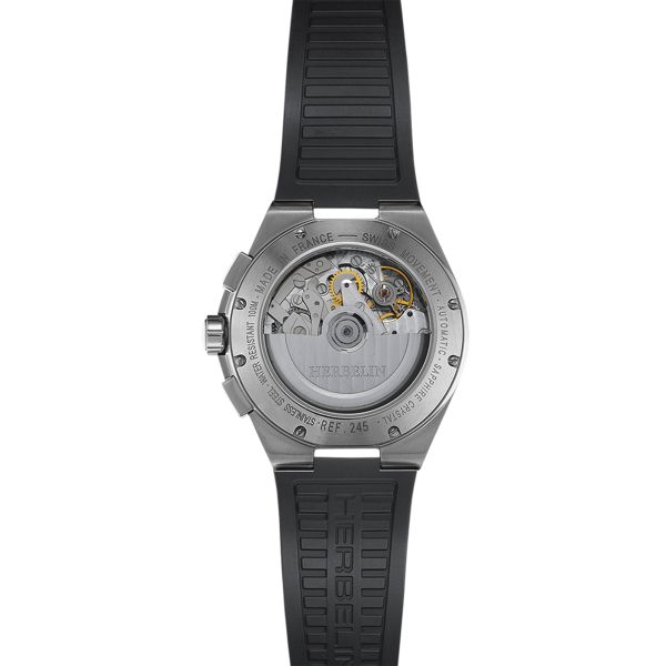 Herbelin Cap Camarat Chronograph Automatic silver dial rubber strap 42 mm
