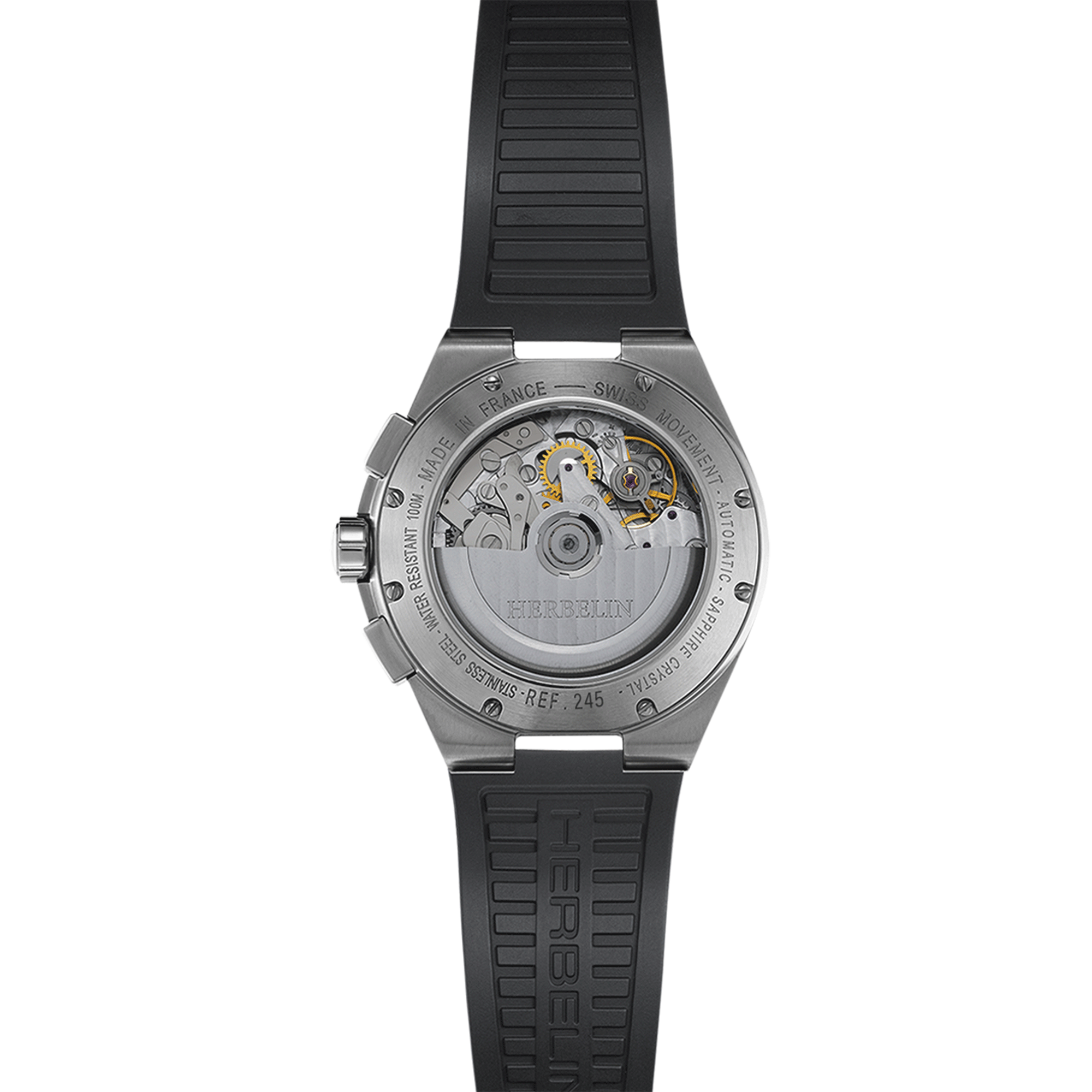 Herbelin Cap Camarat Chronograph Automatic silver dial rubber strap 42 mm