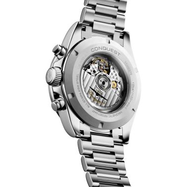 Longines Conquest Chronograph 2023 automatic watch silver dial steel bracelet 42 mm