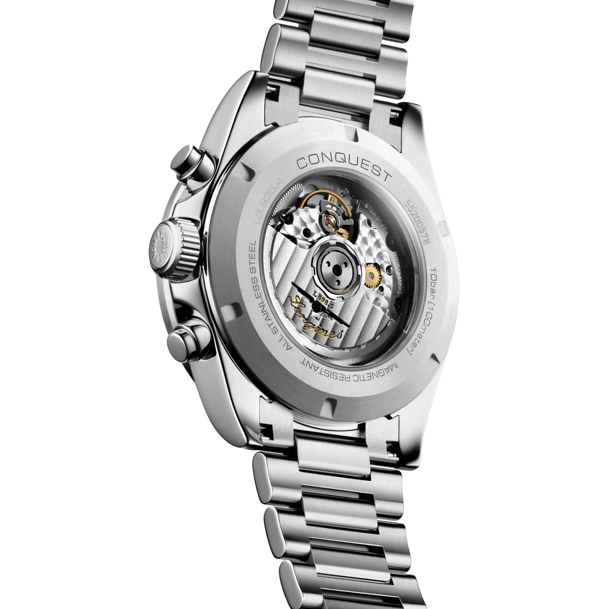 Longines Conquest Chronograph 2023 automatic watch silver dial steel bracelet 42 mm