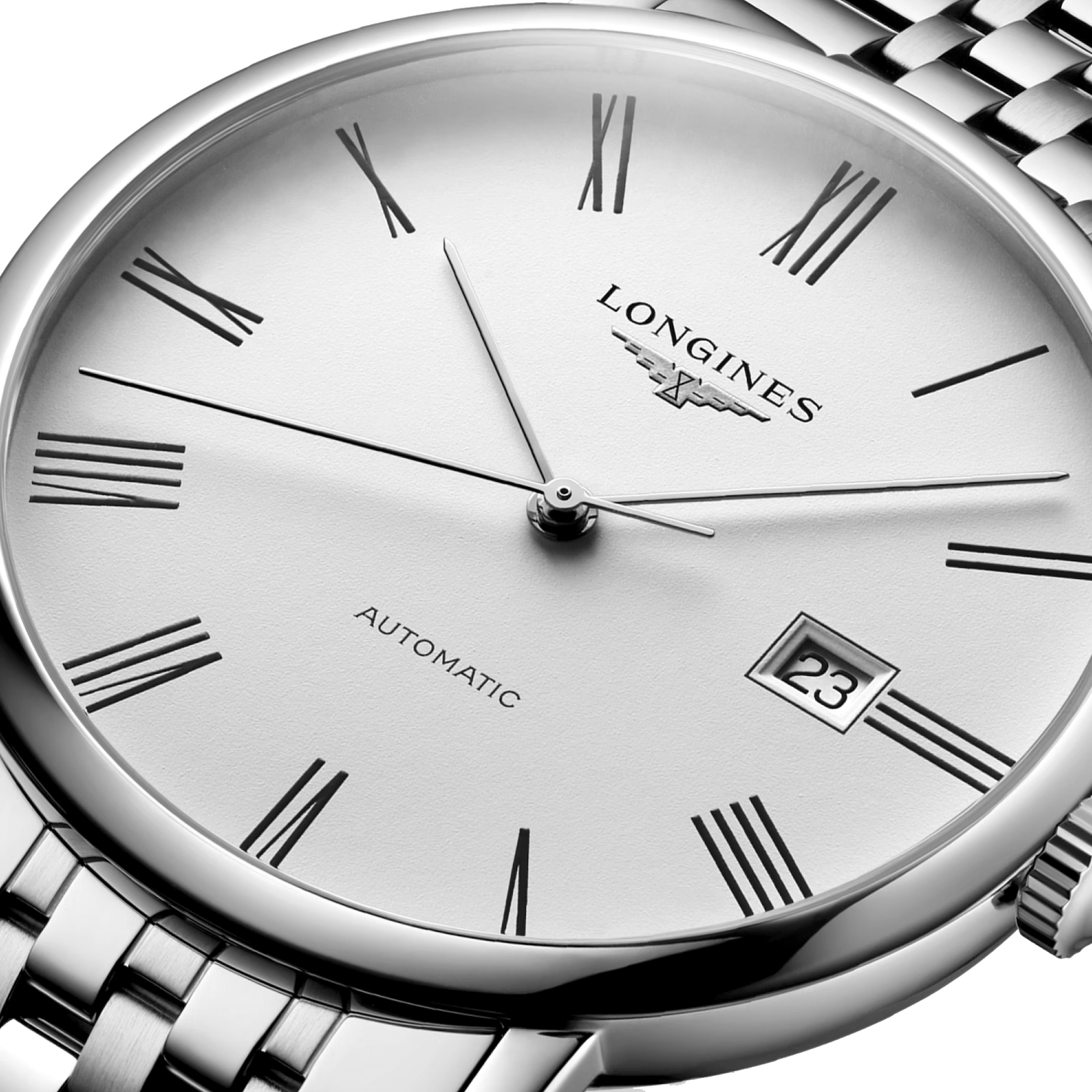 Montre Longines Elegance automatique cadran blanc bracelet acier 41 mm